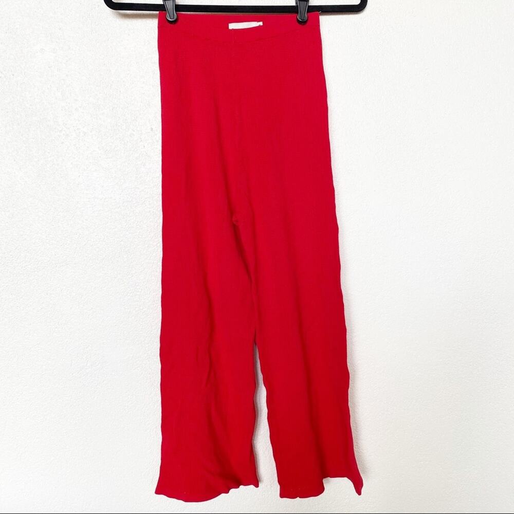 Which We Want Red Knit Cropped High Rise Pants Size Small